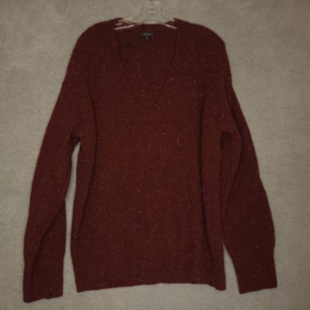 Rag &‎ Bone Sweater Womens XL Wool Blend  Preppy Comfort V Neck Cozy New
